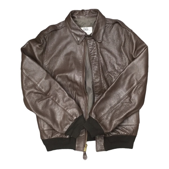 VTG Taylor's Leatherwear Brown Genuine Leather Wool Cuffling SZ 44R made in usa - Picture 2 of 4